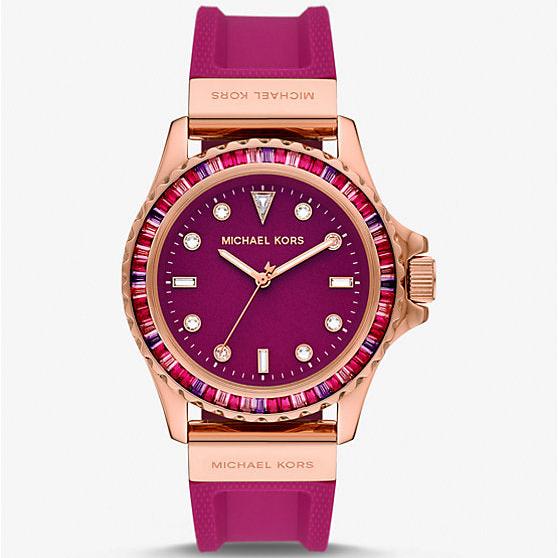 Michael Kors Everest Pave Crystals Pink Dial Pink Rubber Strap Watch for Women - MK7441 Buy Now By Michael Kors