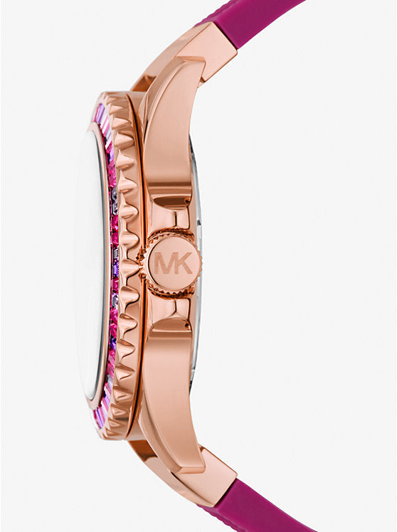 Michael Kors Everest Pave Crystals Pink Dial Pink Rubber Strap Watch for Women - MK7441 Buy Now By Michael Kors