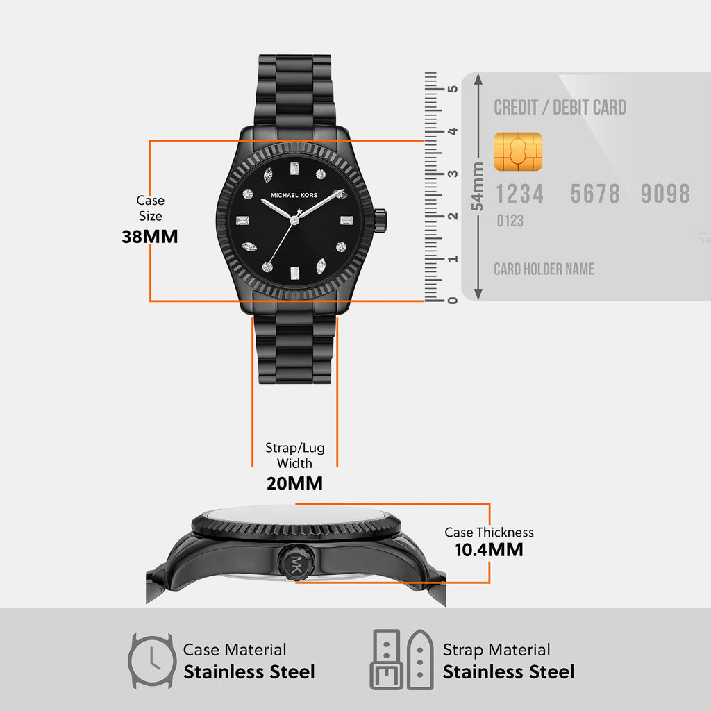 Michael Kors Lexington Lux Black Dial Black Steel Strap Watch For Women - MK7442 Buy Now By Michael Kors