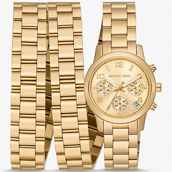 Michael Kors Runway 18K Gold-Plated Triple Wrap Gold Dial Gold Steel Strap Watch for Women - MK7450 Buy Now By Michael Kors
