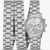 Michael Kors Runway 18K Rhodium Plated Triple Wrap Silver Dial Silver Steel Strap Watch for Women - MK7451 Buy Now By Michael Kors