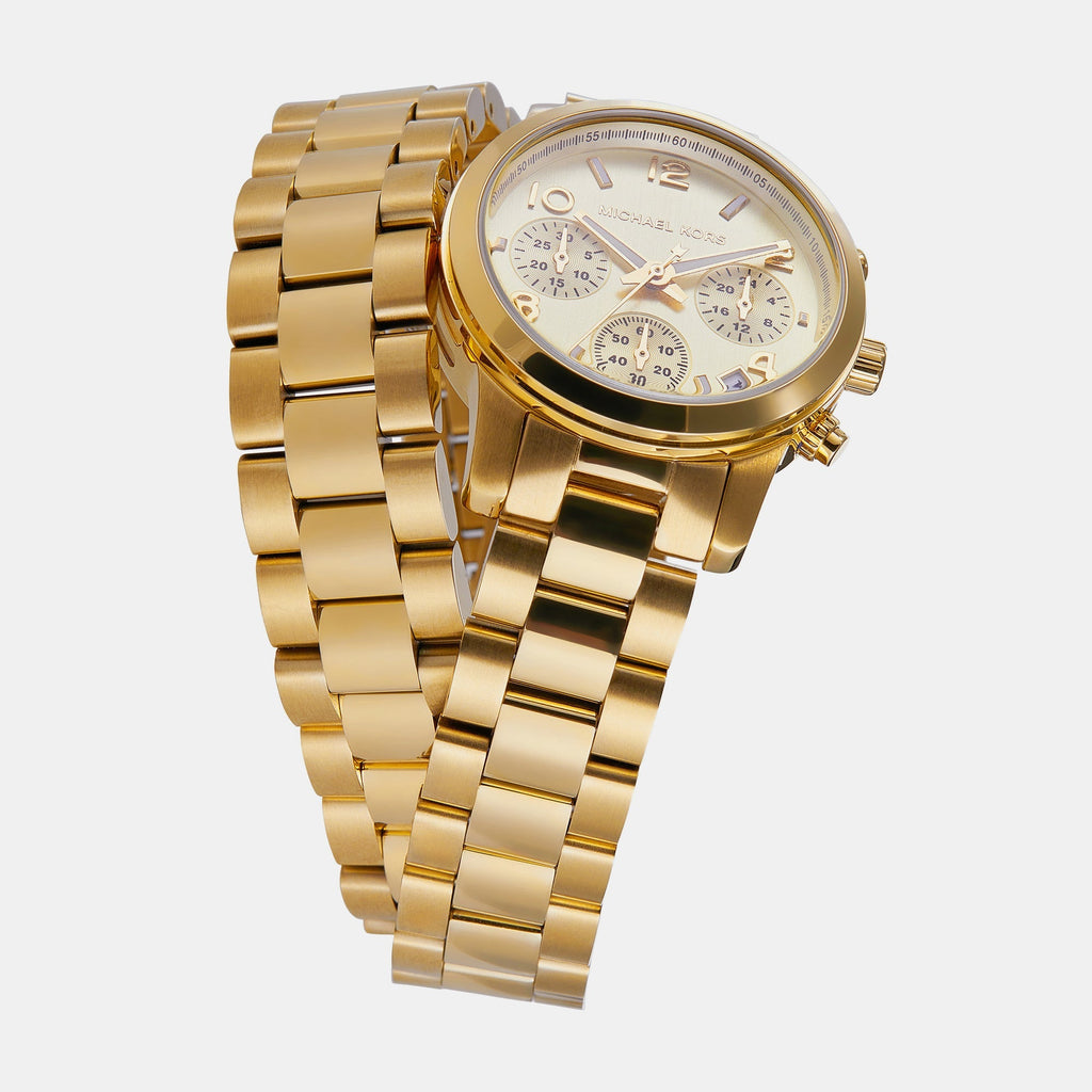 Michael Kors Runway Chronograph Analog Gold Dial Gold Steel Strap Watch for Women - MK7452 Buy Now By Michael Kors