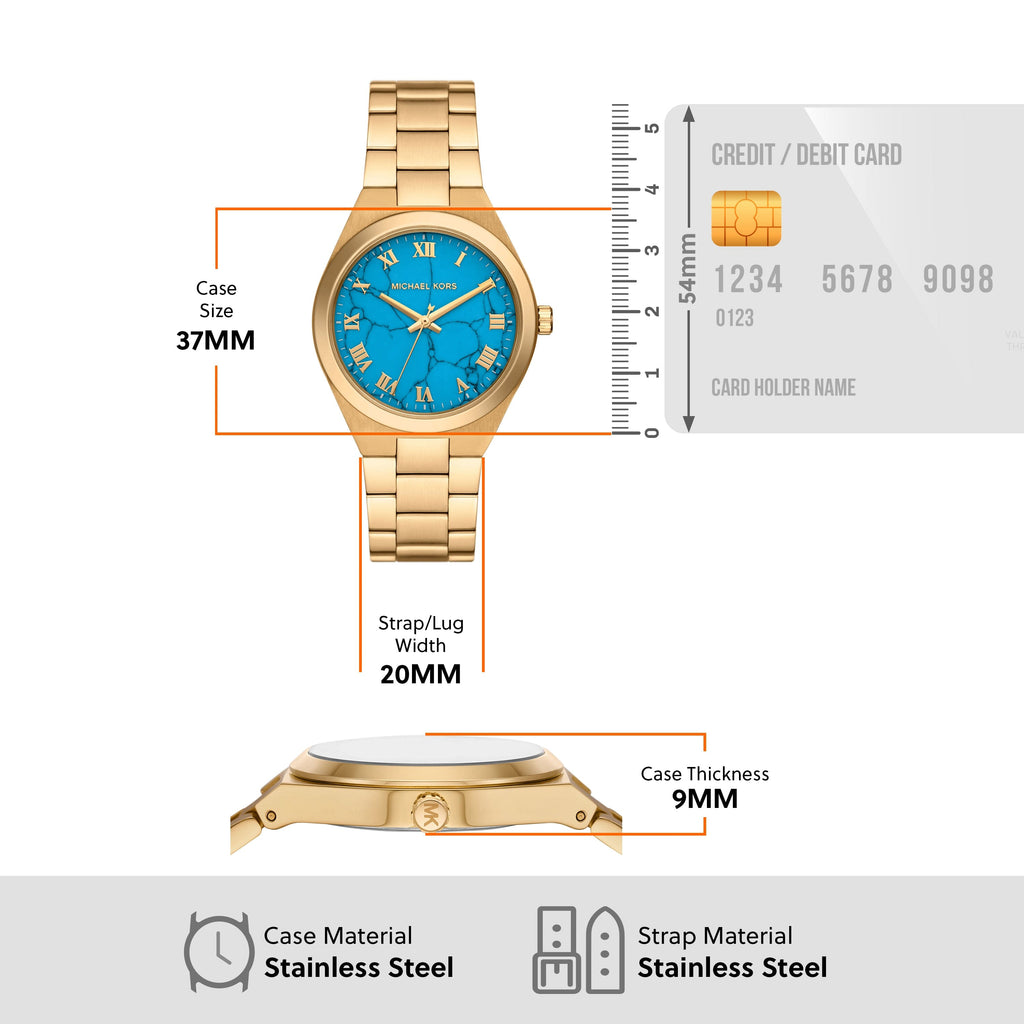 Michael Kors Lennox Analog Blue Dial Gold Steel Strap Watch for Women - MK7460 Buy Now By Michael Kors