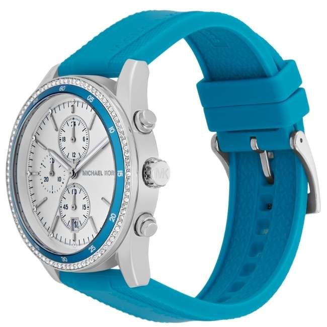 Michael Kors Hadyn Analog Silver Dial Blue Rubber Strap Watch for Women - MK7485 Buy Now By Michael Kors