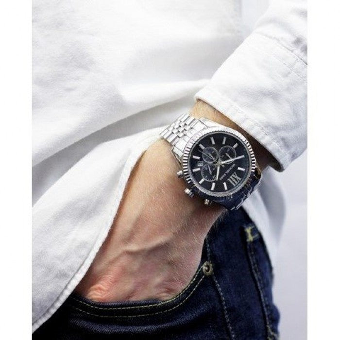 Michael Kors Lexington Chronograph Blue Dial Silver Steel Strap Watch for Men - MK8280 Buy Now By Michael Kors