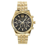 Michael Kors Lexington Chronograph Black Dial Gold Steel Strap Watch for Men - MK8286 Buy Now By Michael Kors