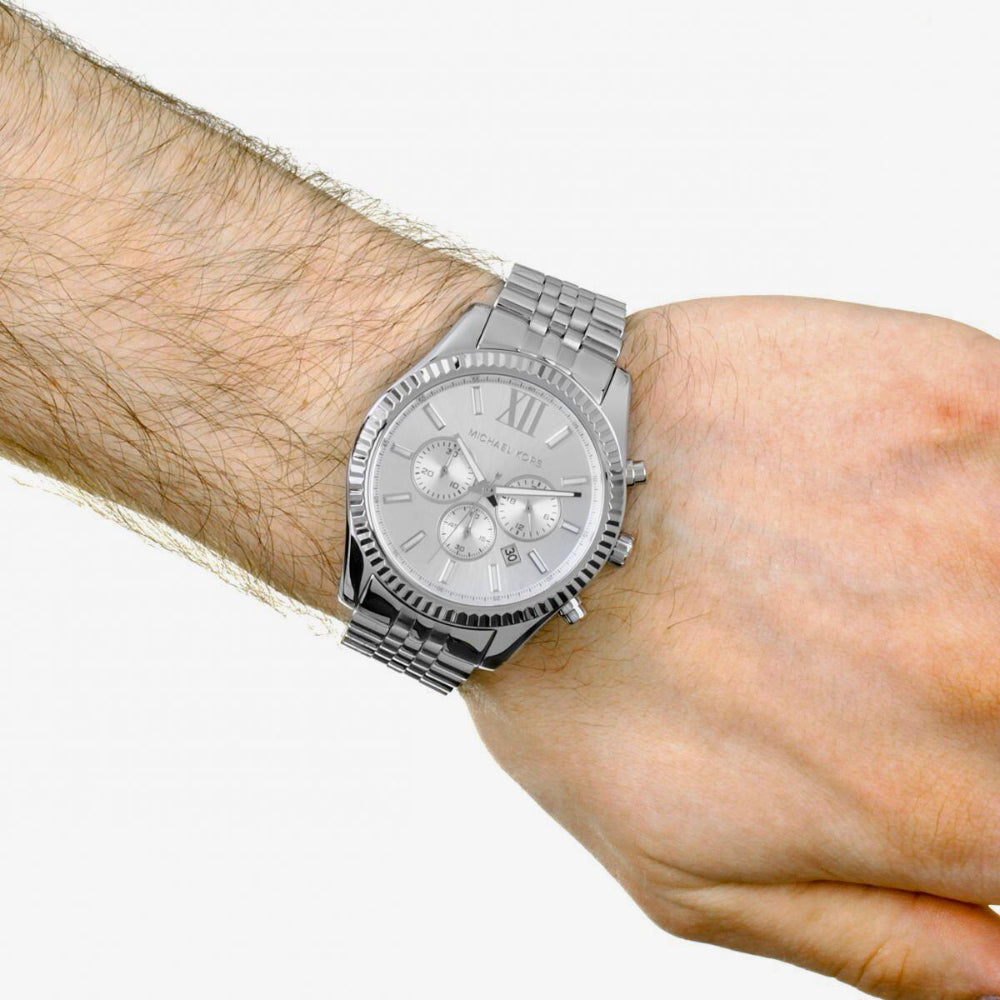 Michael Kors Lexington Silver Dial Silver Steel Strap Watch for Men - MK8405 Buy Now By Michael Kors