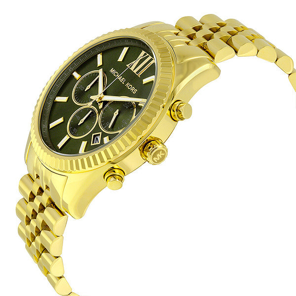 Michael Kors Lexington Chronograph Green Dial Gold Steel Strap Watch for Men - MK8446 Buy Now By Michael Kors