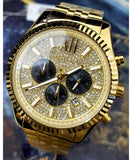 Michael Kors Lexington Crystals Gold Dial Gold Steel Strap Watch for Men - MK8494 Buy Now By Michael Kors