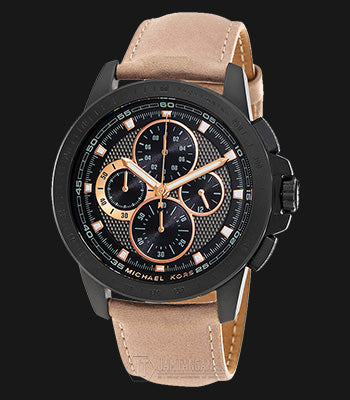 Michael Kors Ryker Chronograph Black Dial Beige Leather Strap Watch For Men - MK8520 Buy Now By Michael Kors