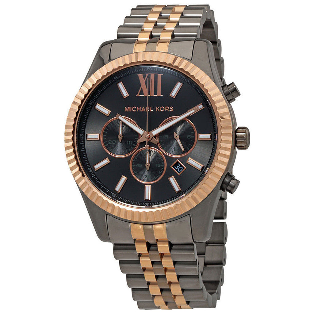 Michael Kors Lexington Chronograph Black Dial Two Tone Steel Strap Watch for Men - MK8561 Buy Now By Michael Kors