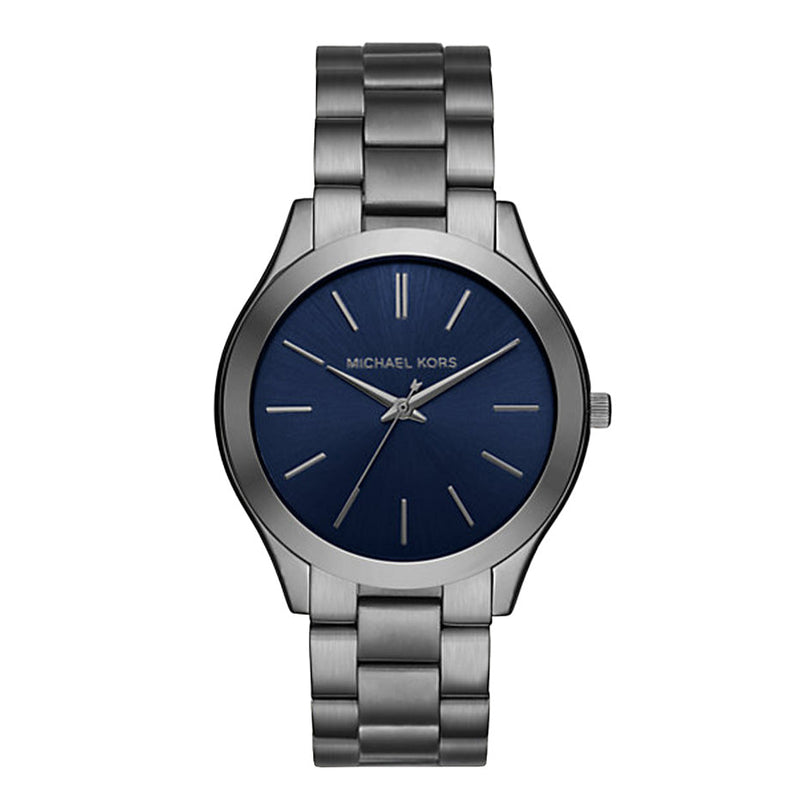 Michael Kors Slim Runway Blue Dial Grey Steel Strap Watch For Men - MK8584 Buy Now By Michael Kors