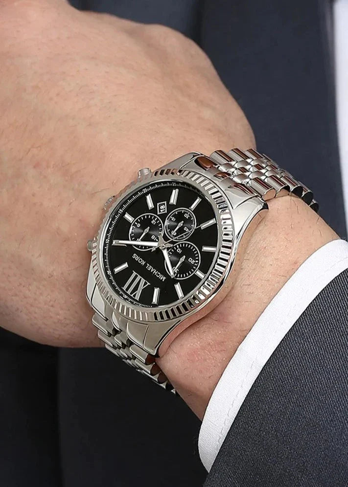 Michael Kors Lexington Chronograph Black Dial Black Steel Strap Watch For Men - MK8602 Buy Now By Michael Kors