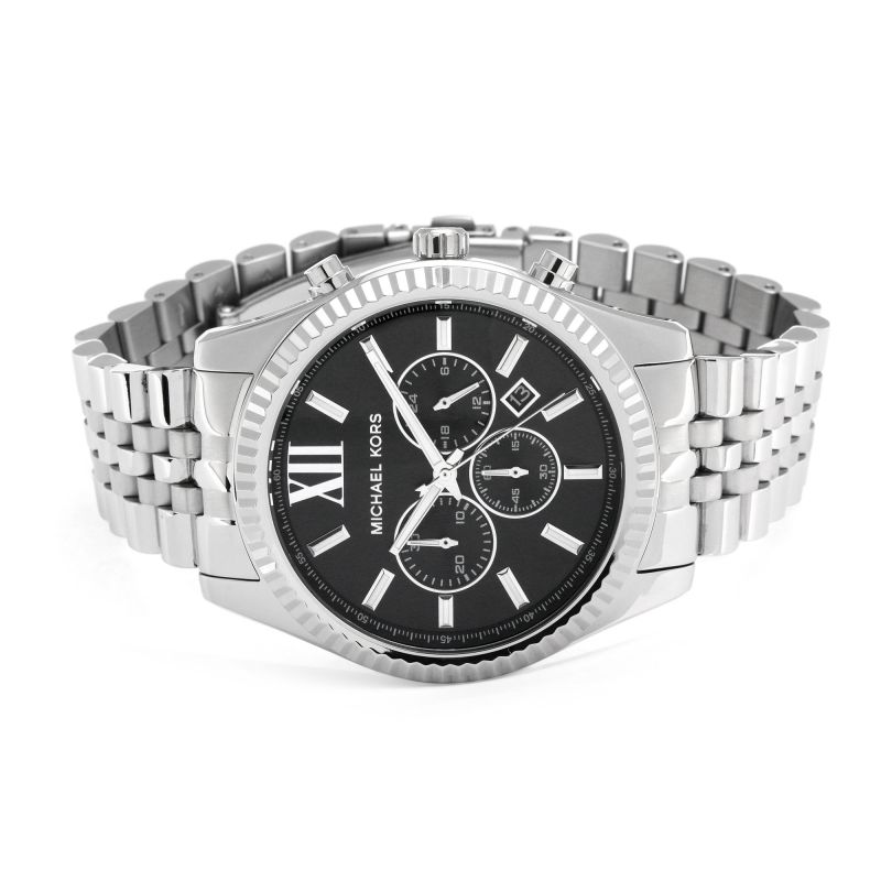 Michael Kors Lexington Chronograph Black Dial Black Steel Strap Watch For Men - MK8602 Buy Now By Michael Kors