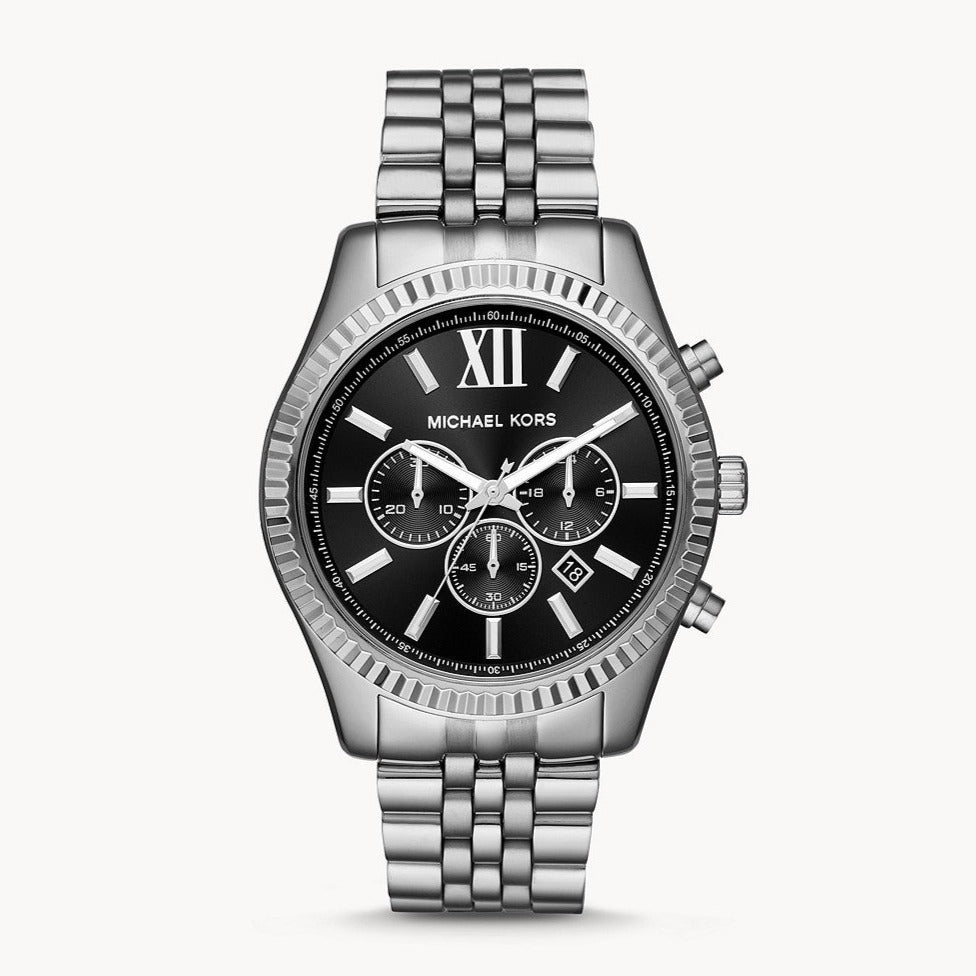 Michael Kors Lexington Chronograph Black Dial Black Steel Strap Watch For Men - MK8602 Buy Now By Michael Kors