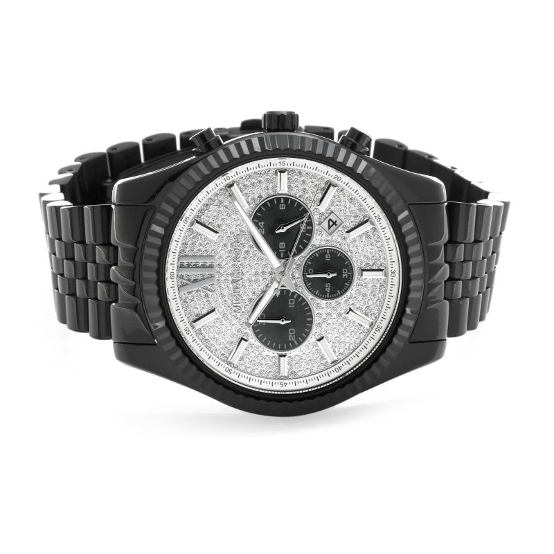 Michael Kors Lexington Chronograph Crystals Silver Dial Black Steel Strap Watch for Men - MK8605 Buy Now By Michael Kors
