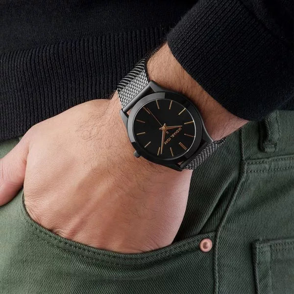 Michael Kors Slim Runway Black Dial Black Mesh Strap Watch for Women - MK8607 Buy Now By Michael Kors