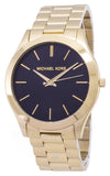 Michael Kors Slim Runway Quartz Black Dial Gold Steel Strap Watch For Men - MK8621 Buy Now By Michael Kors