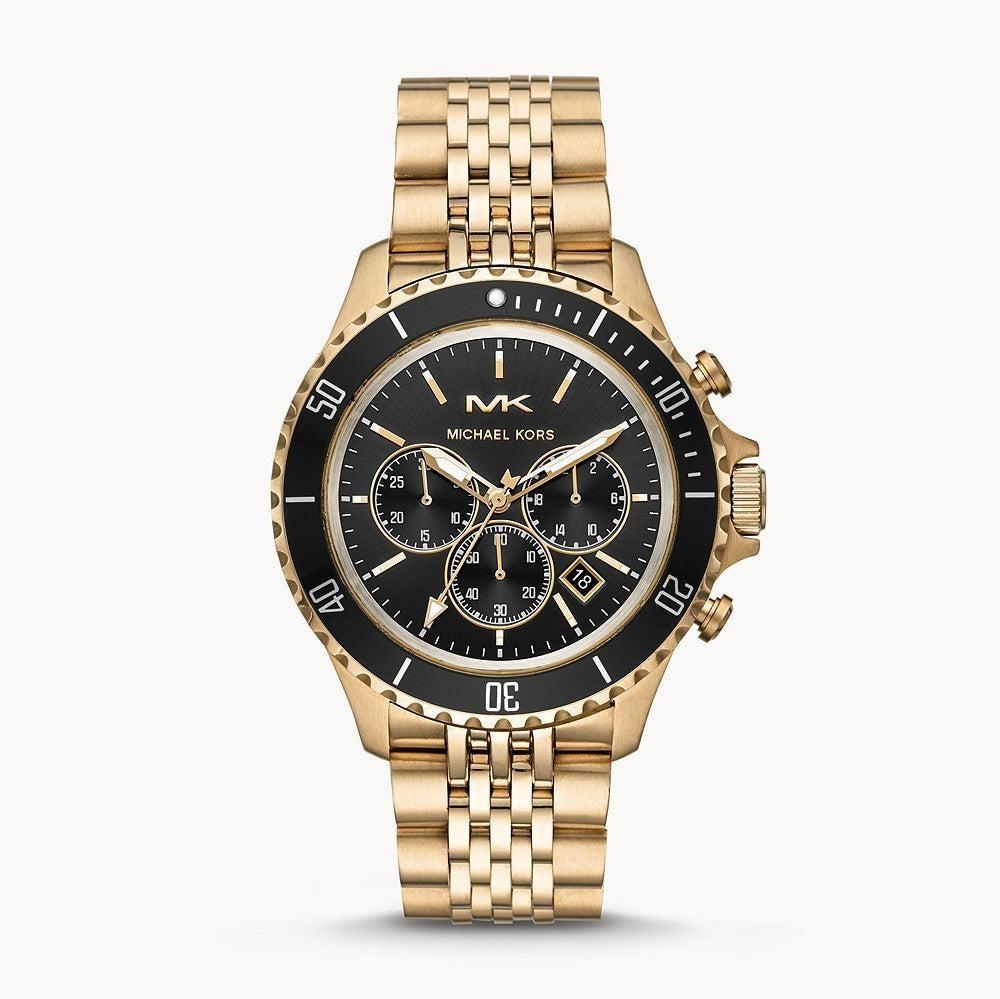 Michael Kors Bayville Chronograph Black Dial Gold Steel Strap Watch For Men - MK8726 Buy Now By Michael Kors