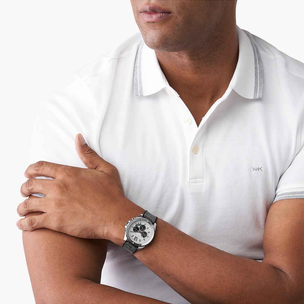 Michael Kors Brecken Chronograph Silver Dial Grey Leather Strap Watch For Men - MK8922 Buy Now By Michael Kors