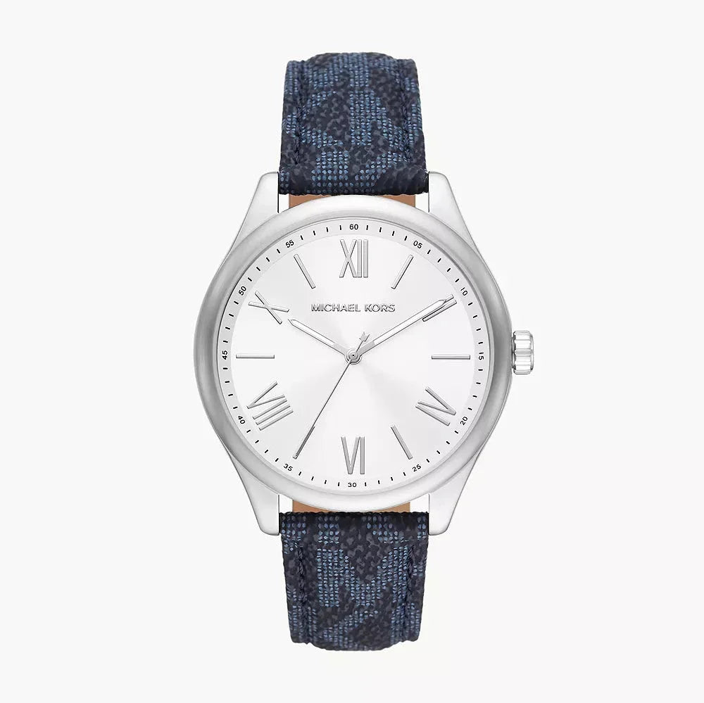 Michael Kors Benning Three Hand Silver Dial Blue Leather Strap Watch For Men - MK8930 Buy Now By Michael Kors