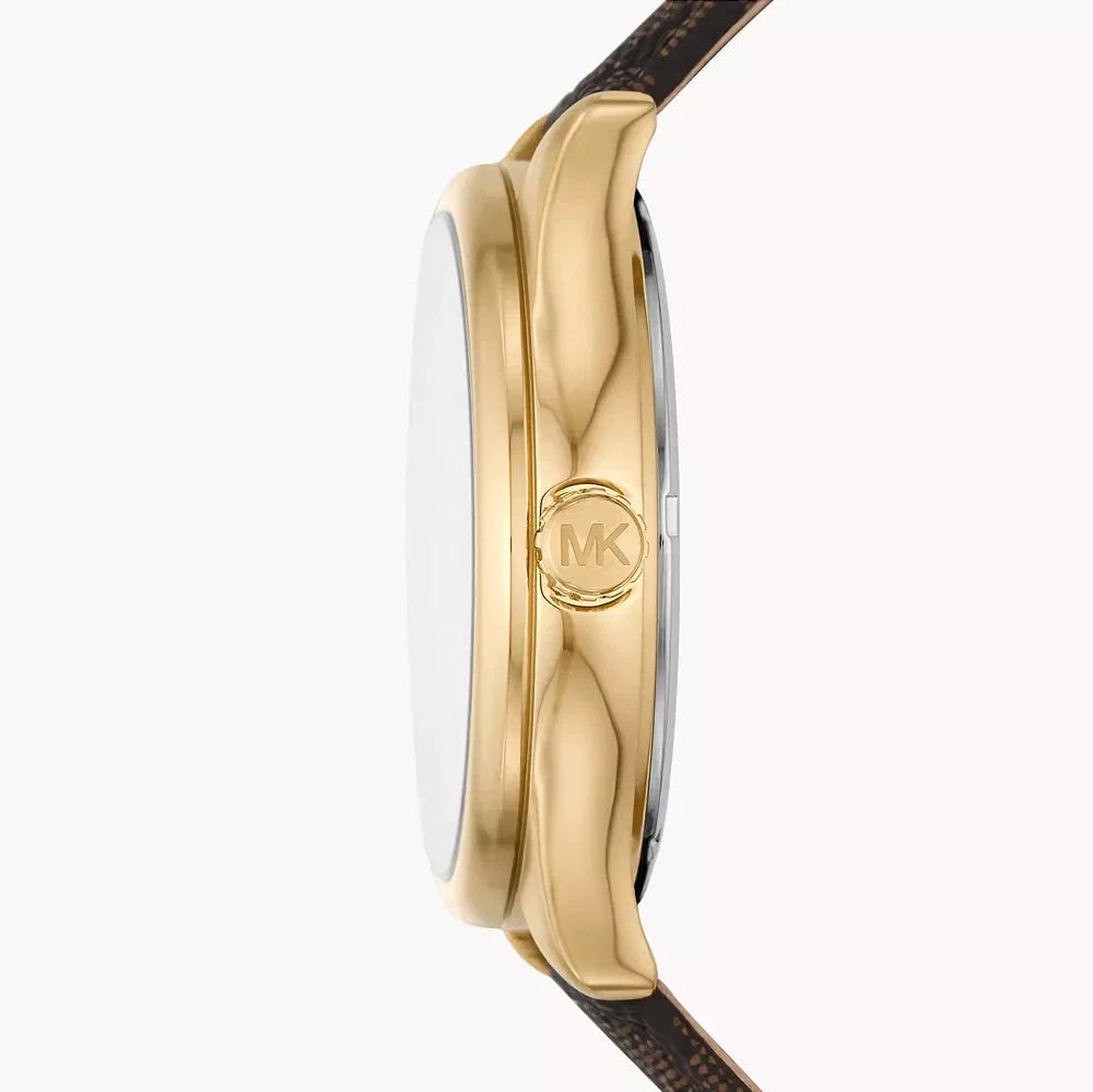 Michael Kors Benning Three Hand Gold Dial Brown Leather Strap Watch For Men - MK8931 Buy Now By Michael Kors