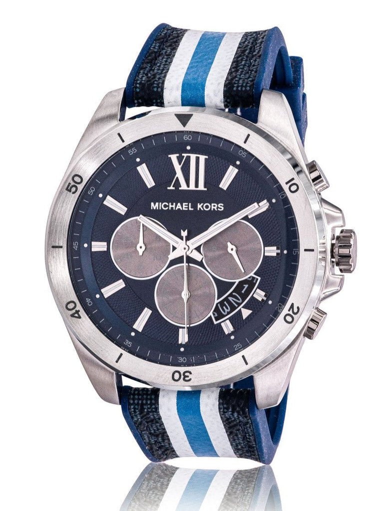 Michael Kors Brecken Chronograph Blue Dial Two Tone PVC Strap Watch For Men - MK8950 Buy Now By Michael Kors