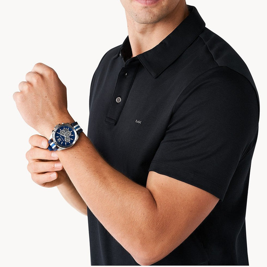 Michael Kors Brecken Chronograph Blue Dial Two Tone PVC Strap Watch For Men - MK8950 Buy Now By Michael Kors