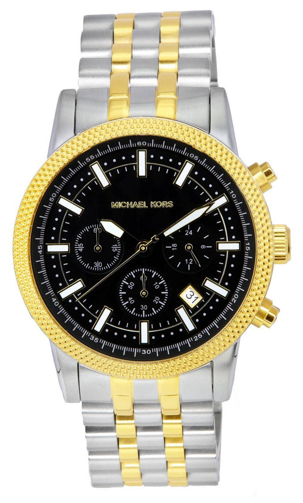 Michael Kors Hutton Chronograph Black Dial Two Tone Steel Strap Watch For Men - MK8954 Buy Now By Michael Kors