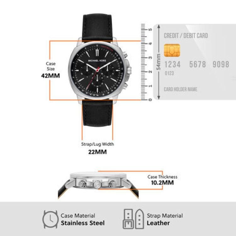 Michael Kors Sullivan Chronograph Black Dial Black Leather Strap Watch For Men - MK8997 Buy Now By Michael Kors