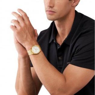 Michael Kors Lennox Chronograph White Dial Gold Steel Strap Watch For Men - MK9120 Buy Now By Michael Kors