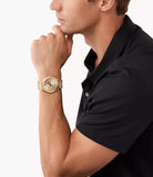 Michael Kors Slim Runway Three-Hand Gold Dial Gold Steel Strap Watch for Women - MK9122 Buy Now By Michael Kors