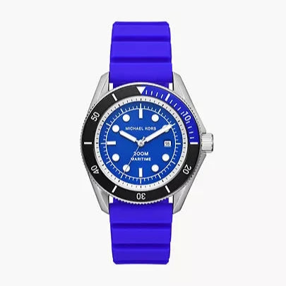 Michael Kors Maritime Three-Hand Analog Blue Dial Blue Silicone Strap Watch for Men - MK9156 Buy Now By Michael Kors