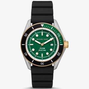 Michael Kors Maritime Analog Green Dial Black Silicone Strap Watch for Men - MK9158 Buy Now By Michael Kors