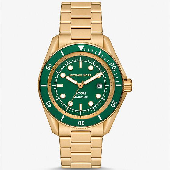 Michael Kors Maritime Analog Green Dial Gold Steel Strap Watch for Men - MK9162 Buy Now By Michael Kors