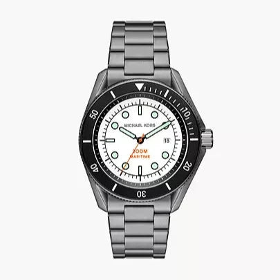 Michael Kors Maritime Three-Hand White Dial Grey Steel Strap Watch for Men - MK9163 Buy Now By Michael Kors
