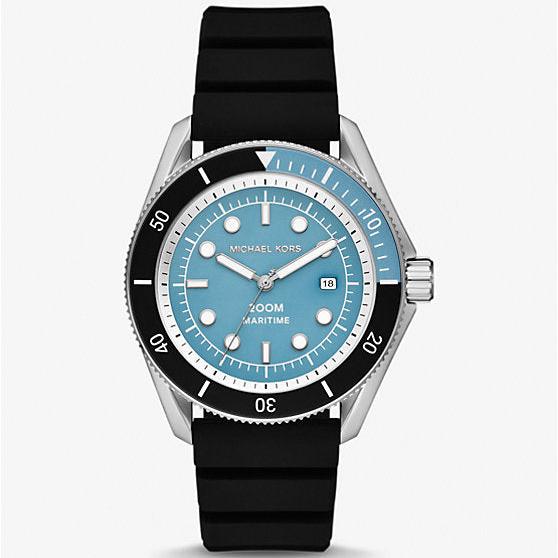 Michael Kors Maritime Three Hand Blue Dial Black Silicone Strap Watch for Men - MK9167 Buy Now By Michael Kors