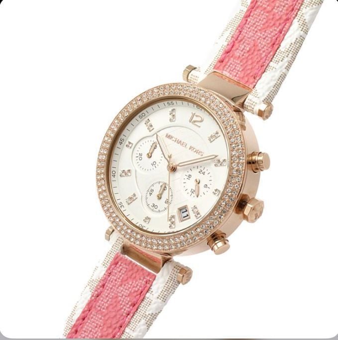 Michael Kors Parker Chronograph White Dial Two Tone Leather Strap Watch For Women - MK6951 Buy Now By Michael Kors