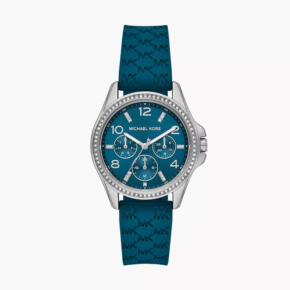 Michael Kors Mini Pilot Pave Blue Dial Blue Silicone Strap Watch for Women - MKO1004 Buy Now By Michael Kors