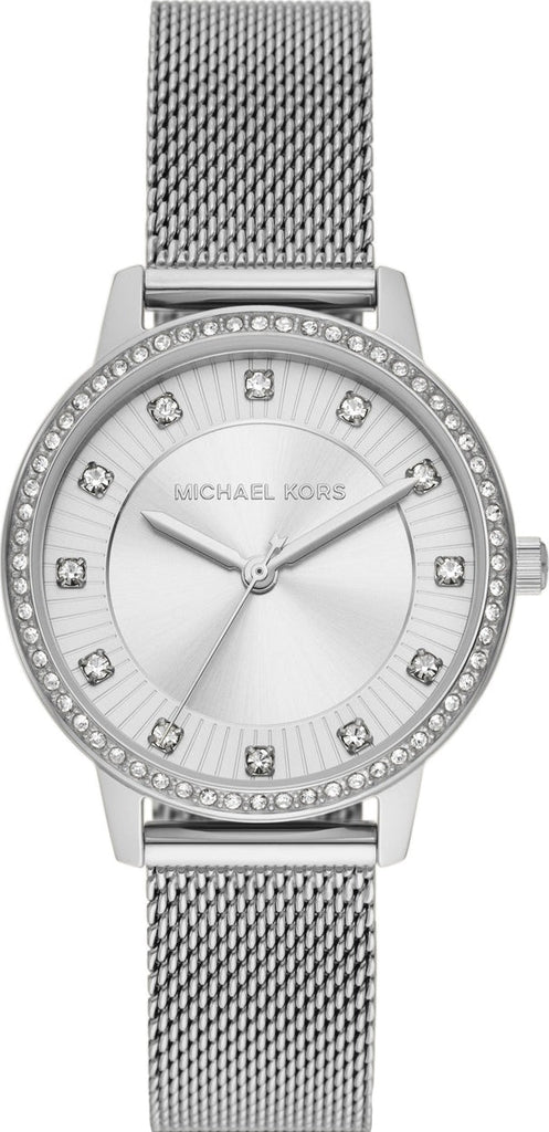 Michael Kors Quartz Crystals White Dial Silver Mesh Strap Watch for Women - MKO1013 Buy Now By Michael Kors