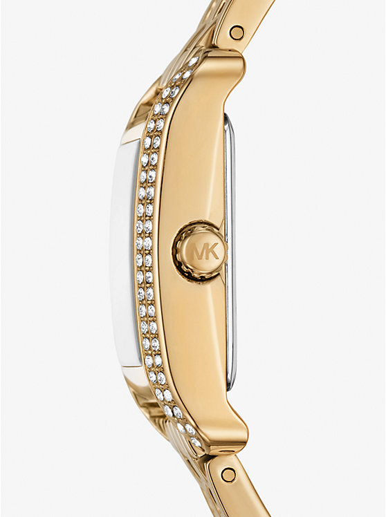 Michael Kors Monroe Pave Crystals White Dial Gold Steel Strap Watch for Women - MKO1034 Buy Now By Michael Kors