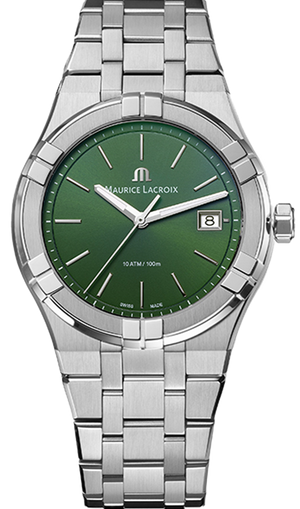 Maurice Lacroix Aikon Date Quartz Green Dial Silver Steel Strap Watch for Men - AI1108-SS002-630-1 Buy Now By Maurice Lacroix