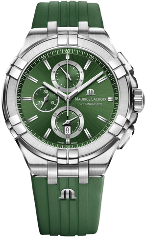 Maurice Lacroix Aikon Chronograph Green Dial Green Rubber Strap Watch for Men - AI1018-SS000-630-5 Buy Now By Maurice Lacroix