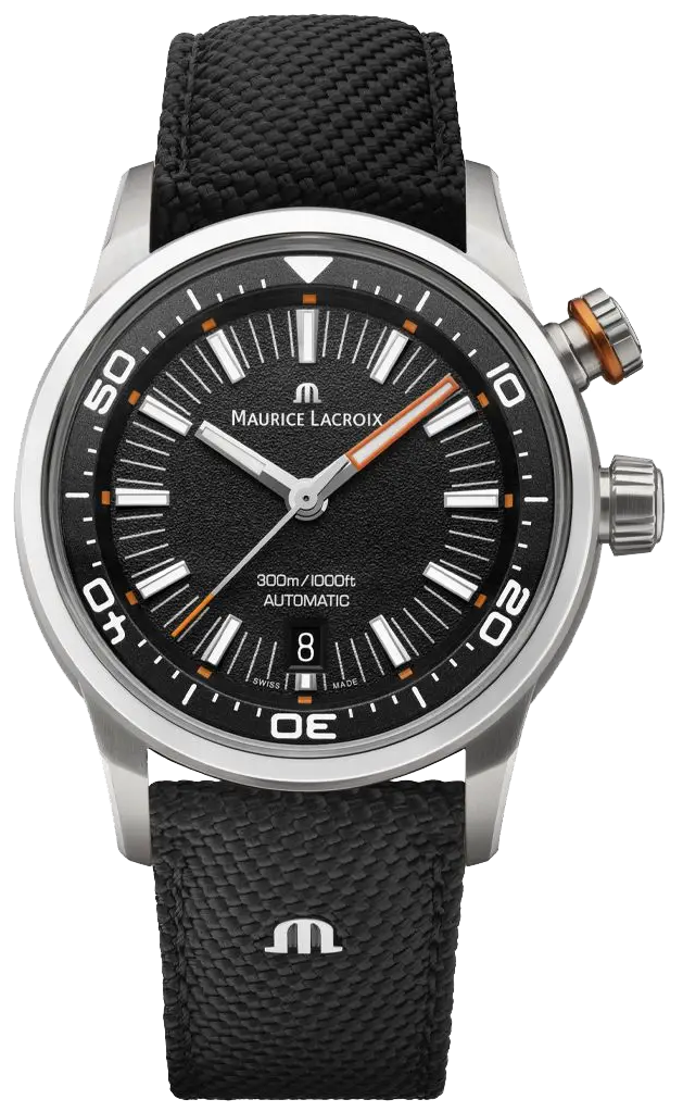 Maurice Lacroix Pontos S Diver Black Dial Orange Rubber Strap Watch For Men - PT6248-SS00L-330-J Buy Now By Maurice Lacroix