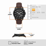 Armani Exchange Outerbanks Chronograph Black Dial Brown Leather Strap Watch For Men - AX1732 Buy Now By Armani Exchange