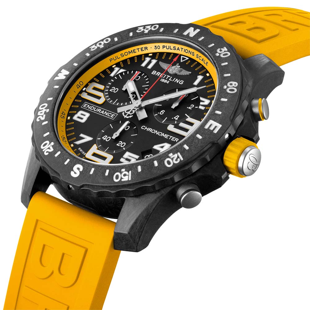 Breitling Endurance Pro Black Dial Yellow Rubber Strap Watch for Men - X82310A41B1S1 Buy Now By Breitling