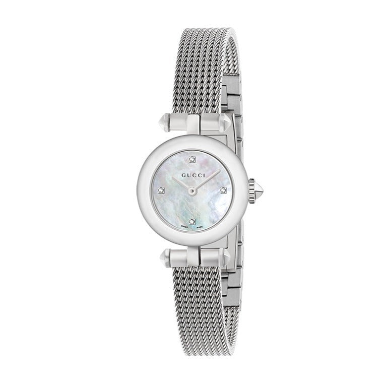 Gucci Diamantissima Diamonds Mother of Pearl Dial Silver Mesh Bracelet Watch for Women - YA141512 Buy Now By Gucci