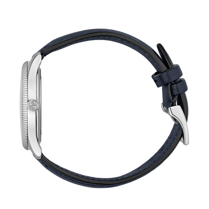 Gucci G Timeless Automatic Blue Dial Black Leather Strap Watch For Men - YA126347 Buy Now By Gucci