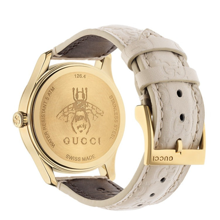 Gucci G Timeless Quartz White Dial White Leather Strap Watch For Women - YA1264033A Buy Now By Gucci