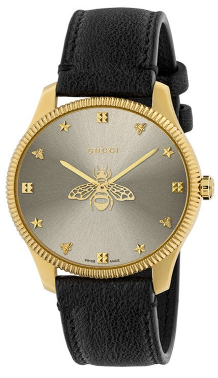 Gucci G Timeless Quartz Silver Dial Black Leather Strap Watch For Women - YA1264181 Buy Now By Gucci